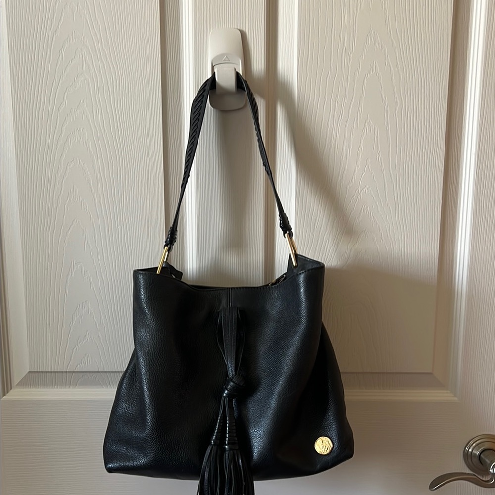 Vince Camuto Black Shoulder Bag with Tassel Detail
